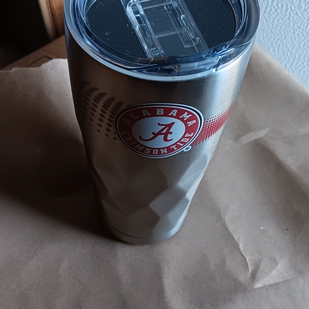 ALABAMA CRIMSON TIDE SILVER INSULATED TUMBLER. - Picture 4 of 5